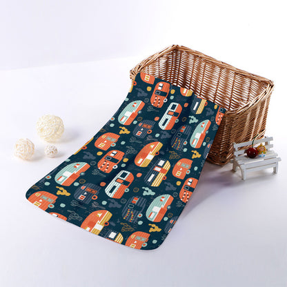Caravan Camping Pattern Print Towel