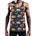 Caravan Camping Pattern Print Men's Workout Tank Top