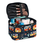 Caravan Camping Pattern Print Travel Makeup Bag