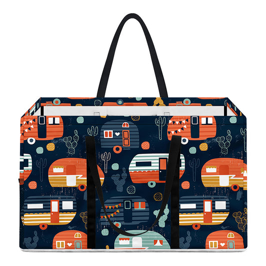 Caravan Camping Pattern Print Utility Tote Bag