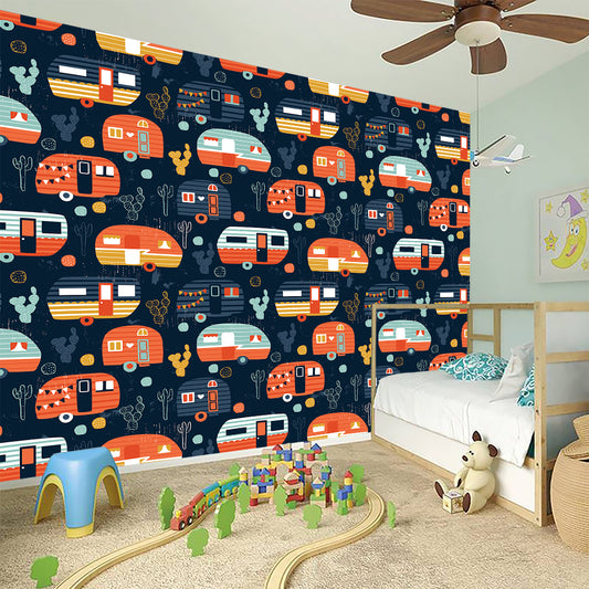 Caravan Camping Pattern Print Wall Sticker