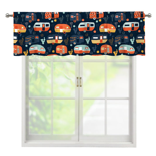 Caravan Camping Pattern Print Window Valance