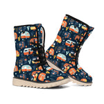 Caravan Camping Pattern Print Winter Boots