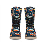 Caravan Camping Pattern Print Winter Boots