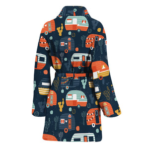 Caravan Camping Pattern Print Women's Bathrobe