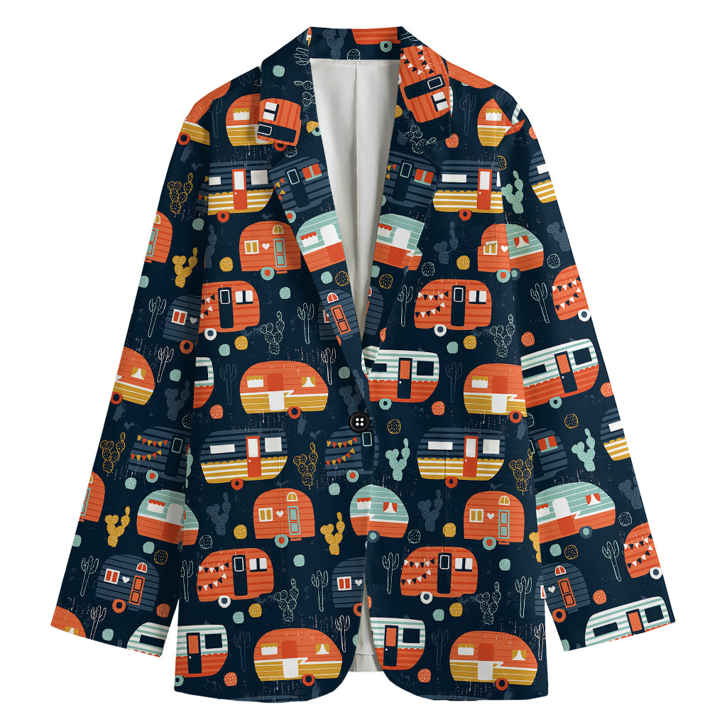 Caravan Camping Pattern Print Women's Blazer