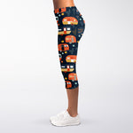 Caravan Camping Pattern Print Women's Capri Leggings