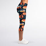 Caravan Camping Pattern Print Women's Capri Leggings