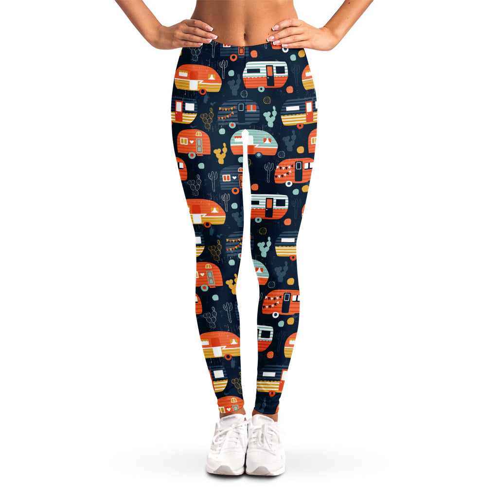 Caravan Camping Pattern Print Women's Leggings