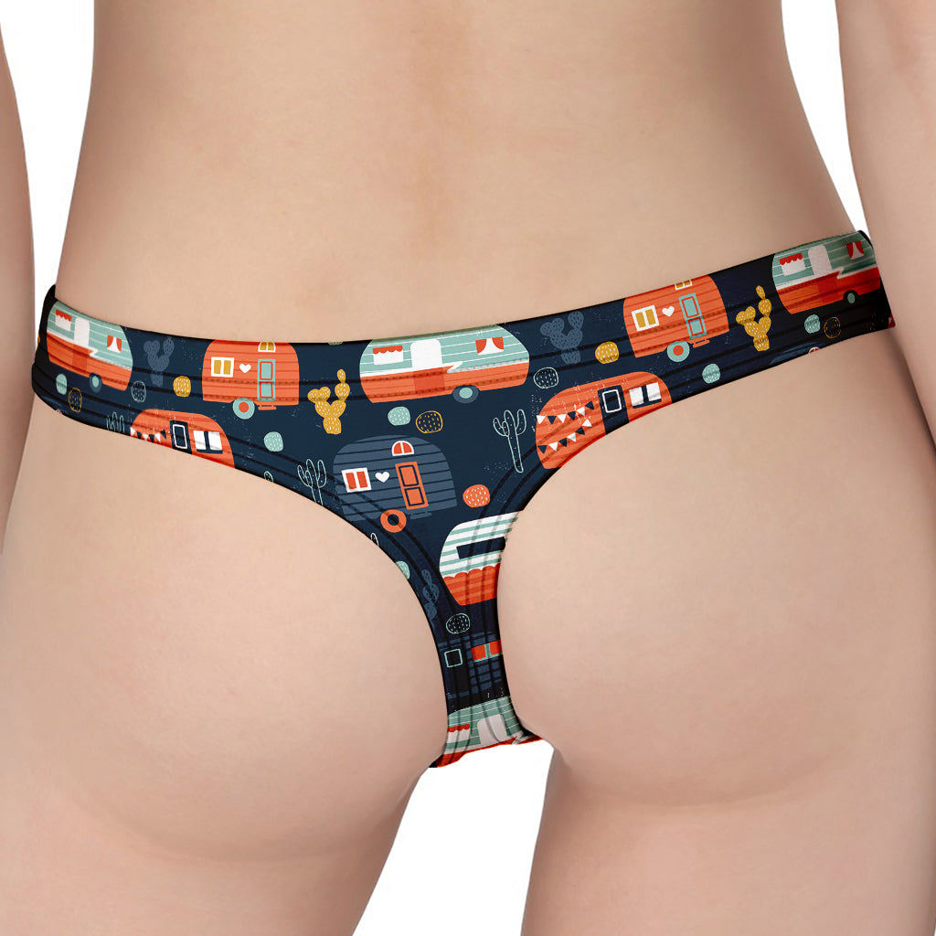 Caravan Camping Pattern Print Women's Thong