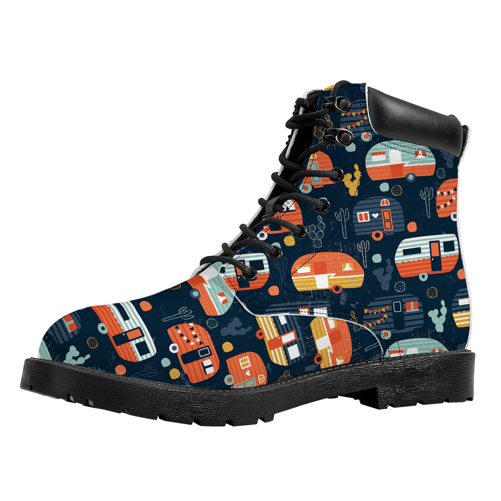 Caravan Camping Pattern Print Work Boots