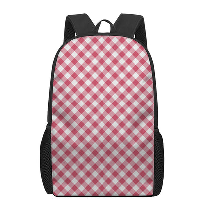 Cardinal Red And White Gingham Print 17 Inch Backpack