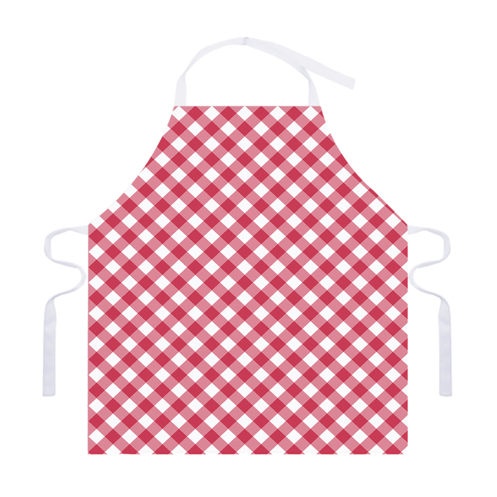 Cardinal Red And White Gingham Print Adjustable Apron