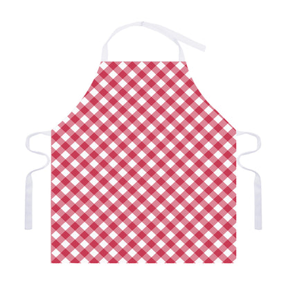 Cardinal Red And White Gingham Print Adjustable Apron
