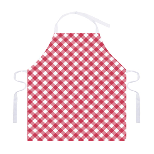 Cardinal Red And White Gingham Print Adjustable Apron