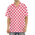 Cardinal Red And White Gingham Print Aloha Shirt
