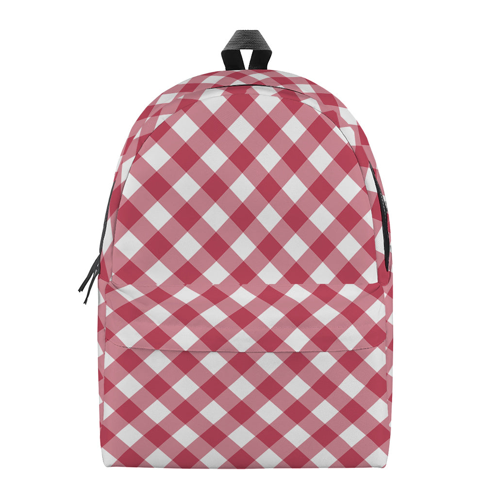 Cardinal Red And White Gingham Print Backpack