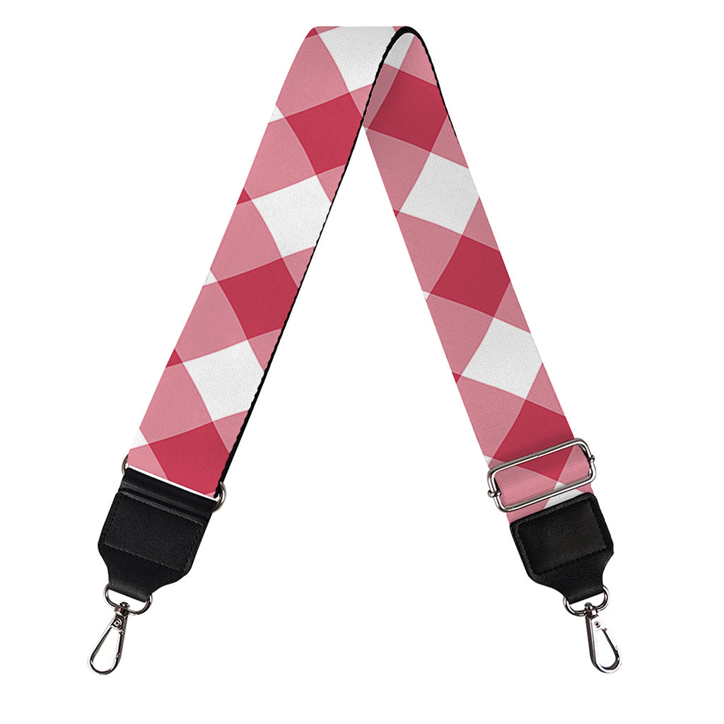 Cardinal Red And White Gingham Print Bag Strap