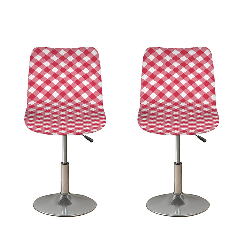 Cardinal Red And White Gingham Print Bar Stool Covers