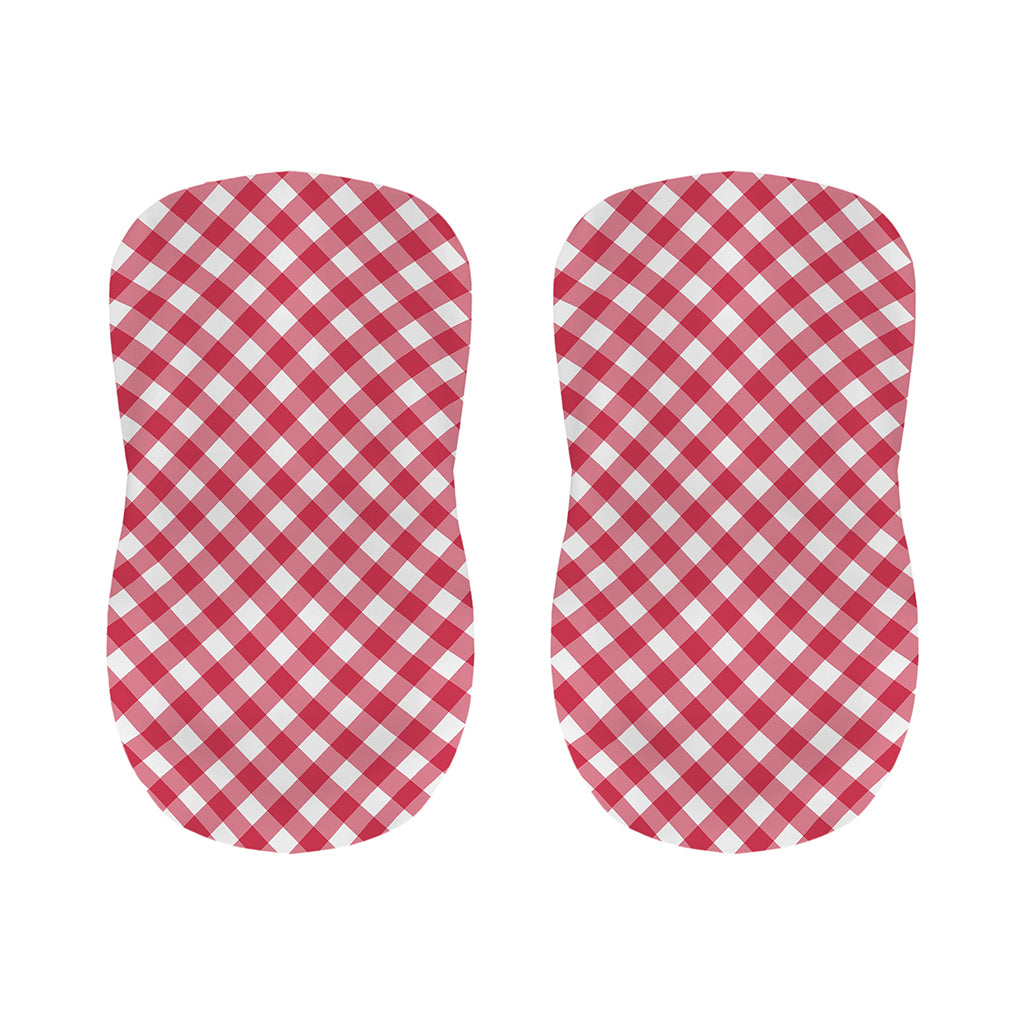 Cardinal Red And White Gingham Print Bar Stool Covers