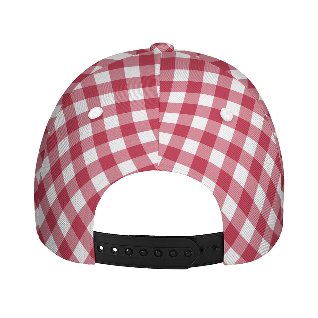 Cardinal Red And White Gingham Print Baseball Cap