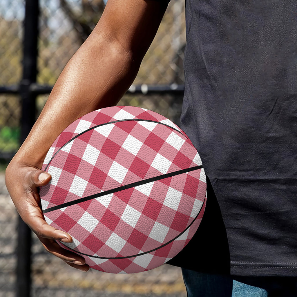 Cardinal Red And White Gingham Print Basketball
