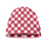 Cardinal Red And White Gingham Print Beanie