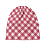 Cardinal Red And White Gingham Print Beanie
