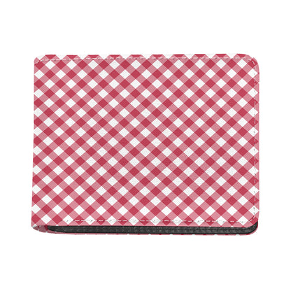 Cardinal Red And White Gingham Print Bifold Wallet