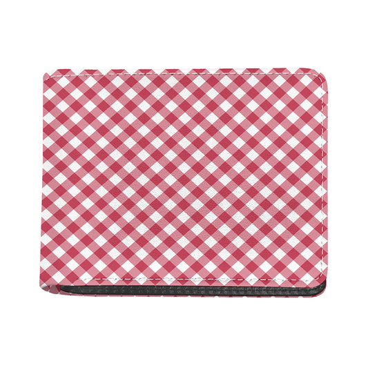 Cardinal Red And White Gingham Print Bifold Wallet
