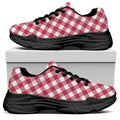 Cardinal Red And White Gingham Print Black Chunky Shoes