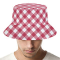 Cardinal Red And White Gingham Print Bucket Hat