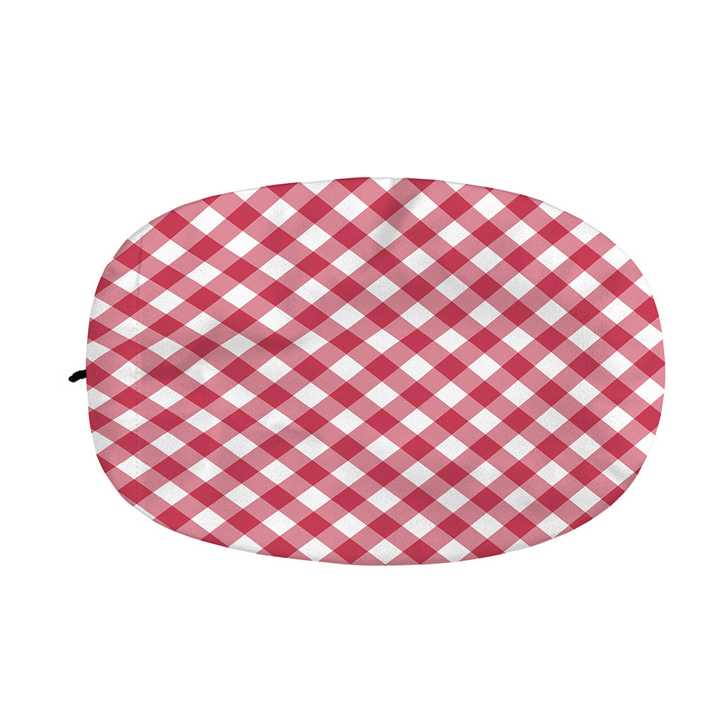 Cardinal Red And White Gingham Print Car Side Mirror Covers