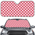 Cardinal Red And White Gingham Print Car Windshield Sun Shade