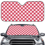 Cardinal Red And White Gingham Print Car Windshield Sun Shade