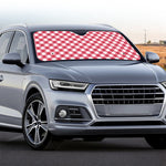 Cardinal Red And White Gingham Print Car Windshield Sun Shade