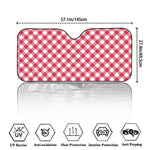 Cardinal Red And White Gingham Print Car Windshield Sun Shade