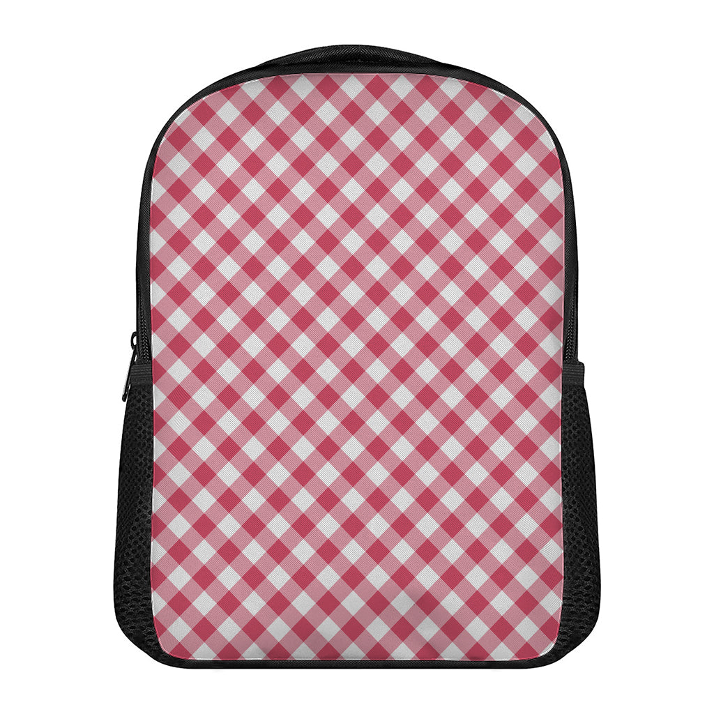 Cardinal Red And White Gingham Print Casual Backpack