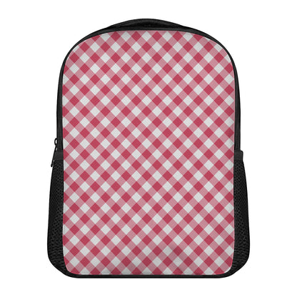 Cardinal Red And White Gingham Print Casual Backpack