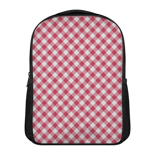 Cardinal Red And White Gingham Print Casual Backpack