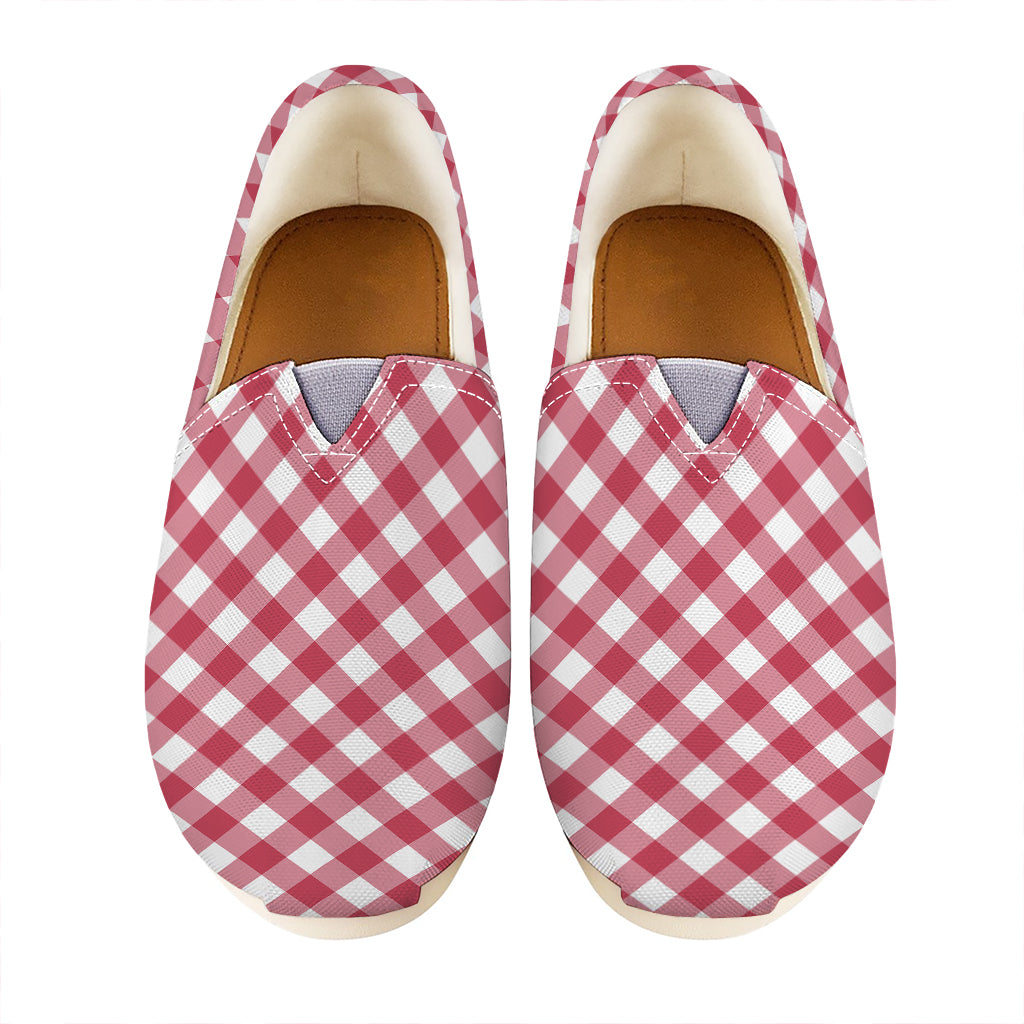 Cardinal Red And White Gingham Print Casual Shoes