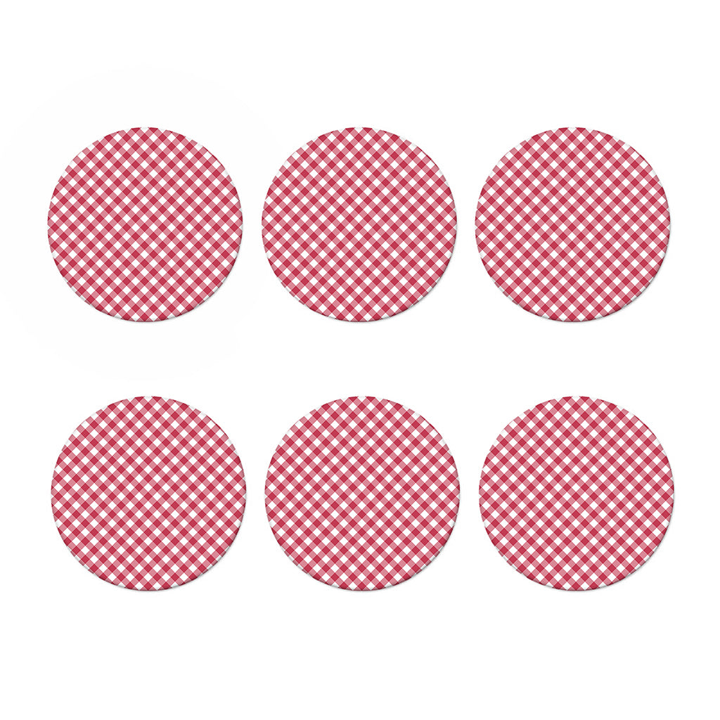 Cardinal Red And White Gingham Print Coaster Set