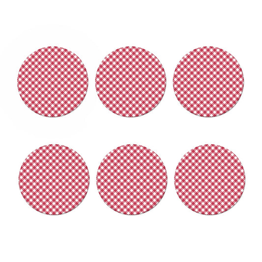 Cardinal Red And White Gingham Print Coaster Set