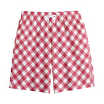 Cardinal Red And White Gingham Print Cotton Shorts