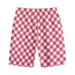 Cardinal Red And White Gingham Print Cotton Shorts