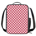 Cardinal Red And White Gingham Print Crossbody Lunch Bag