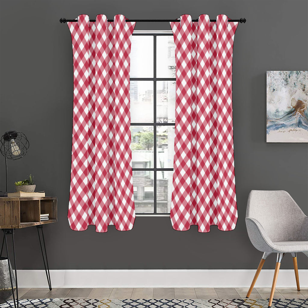 Cardinal Red And White Gingham Print Curtain