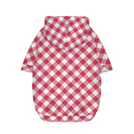 Cardinal Red And White Gingham Print Dog Zip Up Hoodie