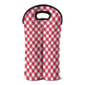 Cardinal Red And White Gingham Print Double Neoprene Wine Tote