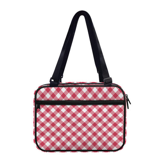 Cardinal Red And White Gingham Print Double Strap Bible Bag